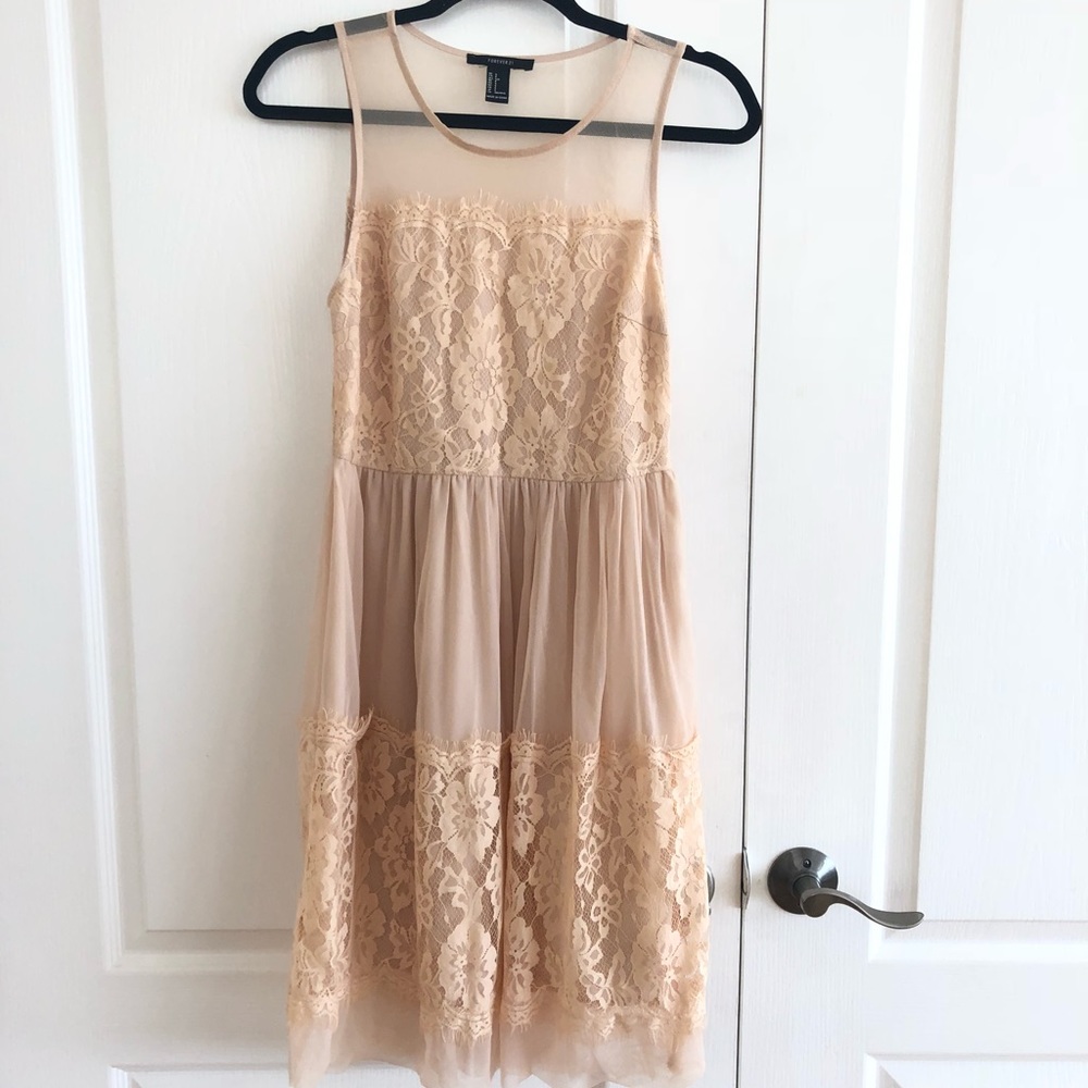 Creme Midi Lace Dress